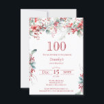 100:e Eleganten på födelsedagen Winter Berry Botan Inbjudningar<br><div class="desc">Inbjudan dina gäster till en speciell vinter- eller julfödelsedagsfest med den här elegantens rödbären och sadelns blommigt för grönt. Djupa röda bär förvaras i löv och grenar. Röd text bidrar till festiveringen. Det här objektet är en del av Winter Berry-samlingen. Den innehåller mallar som du kan använda för att snabbt...</div>