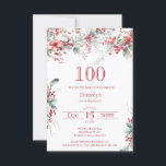 100:e Eleganten på födelsedagen Winter Berry Botan Inbjudningar<br><div class="desc">Inbjudan dina gäster till en speciell vinter- eller julfödelsedagsfest med den här elegantens rödbären och sadelns blommigt för grönt. Djupa röda bär förvaras i löv och grenar. Röd text bidrar till festiveringen. Det här objektet är en del av Winter Berry-samlingen. Den innehåller mallar som du kan använda för att snabbt...</div>