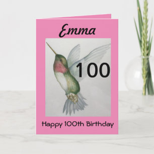 100:e Eleganten Rosa Hummingbird Watercolor Kort