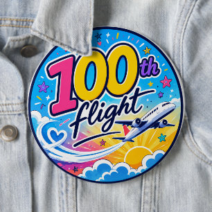 100:e färden färgglatt flygplan resminne knapp
