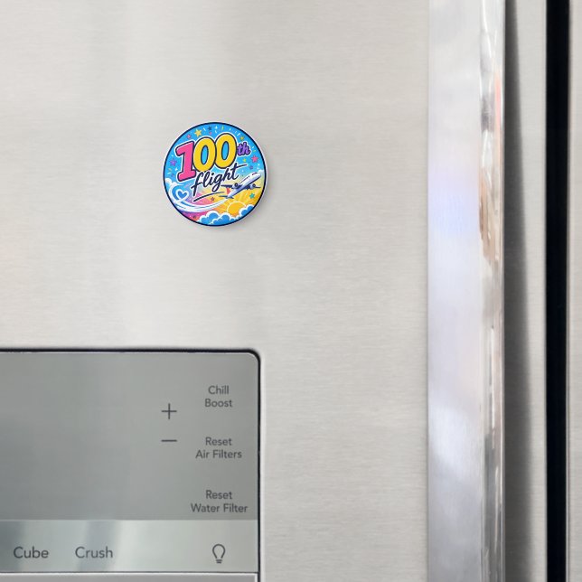 100:e färden färgglatt flygplan resminne magnet (In Situ (Fridge))