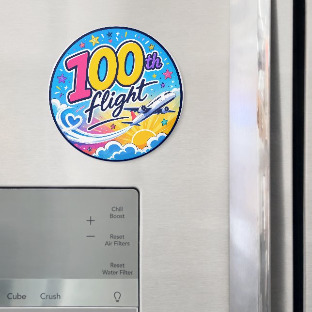100:e färden färgglatt flygplan resminne magnet (In Situ (Fridge))