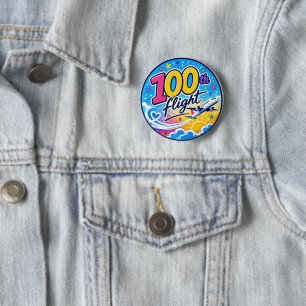 100:e färgglada flygplansresan minnessak knapp