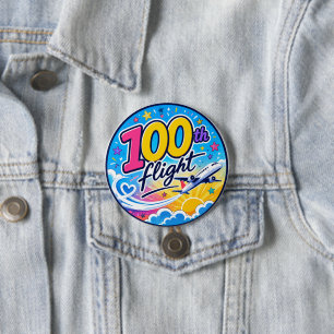 100:e färgglada flygplansresan minnessak knapp