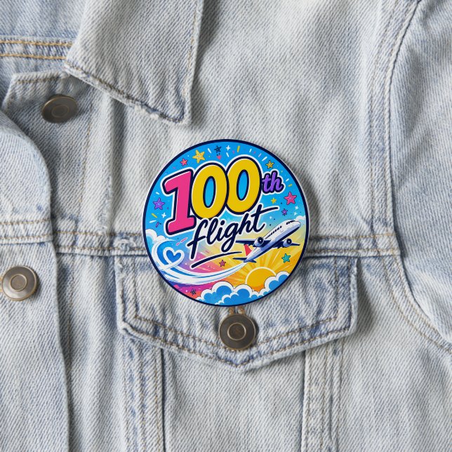 100:e färgglada flygplansresan minnessak knapp (In Situ)
