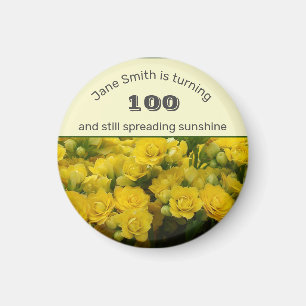 100:e Firande milstolpe-Gulten Blommigt födelseda Magnet