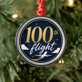 100:e flygning guld flygplan resminne julgransprydnad metall