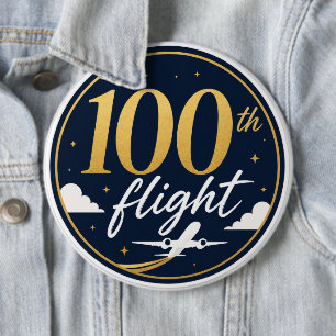 100:e flygning guld flygplan resminne knapp