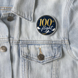 100:e flygning guld flygplan resminne knapp