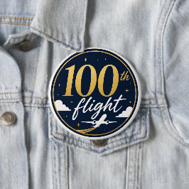 100:e flygning guld flygplan resminne knapp