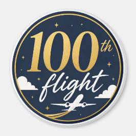 100:e flygning guld flygplan resminne magnet