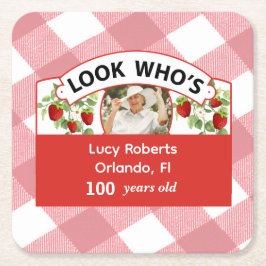 100:e födelsedag - Anpassade Underlägg Papper Kvadrat