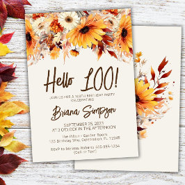 100:e födelsedag Beige Fall Blommigt Inbjudningar