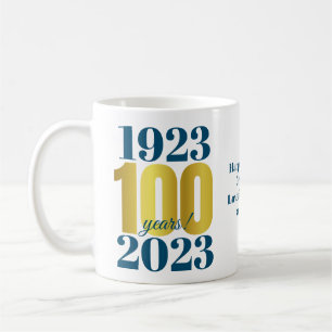 100:e födelsedag Blått Guld-kaffe Mugg