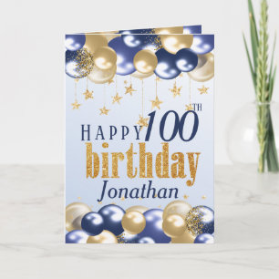 100:e födelsedag Guld Glitter Kort