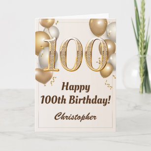 100:e födelsedag Guld och Konfetti-födelsedag Kort