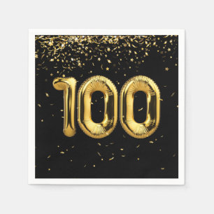 100:e födelsedag i Guld och konfetti Pappersservett