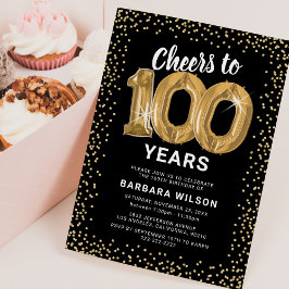 100:e födelsedag i Svarta Guld Inbjudningar