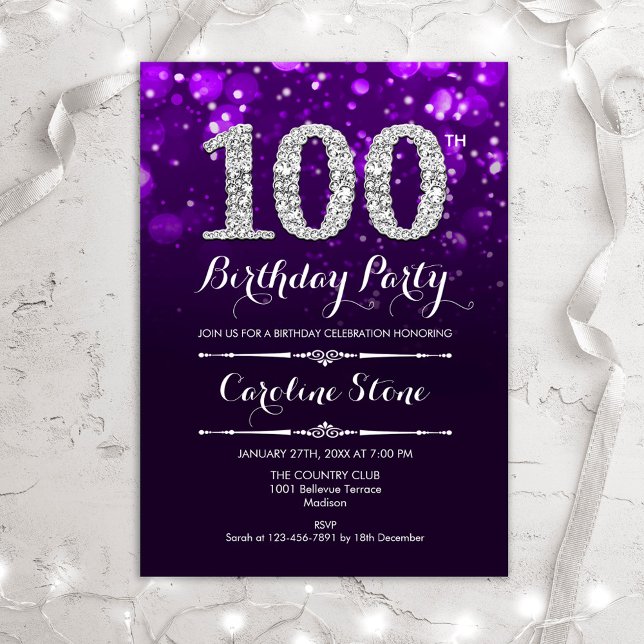 100:e födelsedag - inbjudan till Lila Silver (Skapare uppladdad)