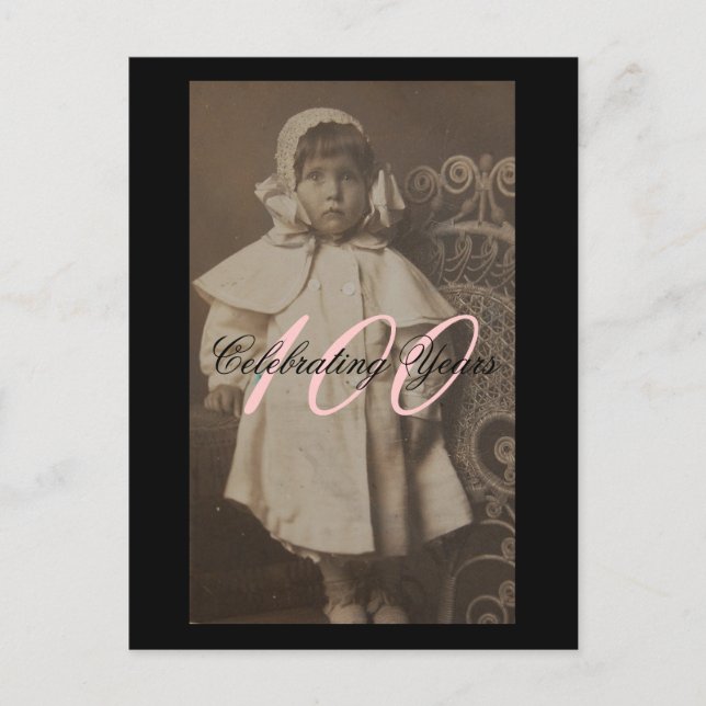 100:e födelsedag inbjudan vykort (Framsida)