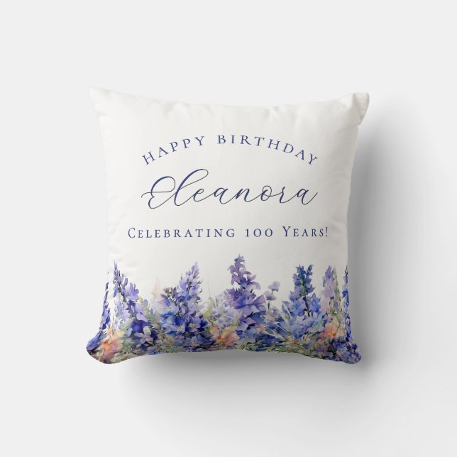 100:e födelsedag Juldagen Flower Gift Anpassningsb Kudde (Framsida)
