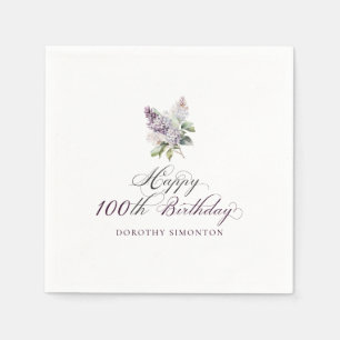 100:e födelsedag Lila Lilac Vår Flower Pappersservett