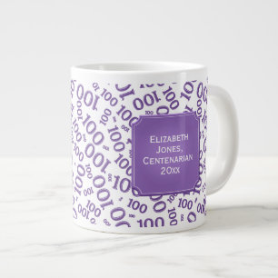 100:e födelsedag Lila nummer Mönster Centenarian Jumbo Mugg