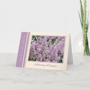100:e födelsedag Lilac Flowers Card Kort