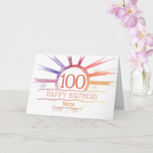 100:e födelsedag med flera färgader i hand plockad kort (Orkide)