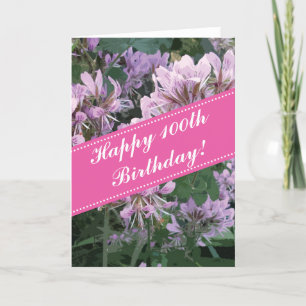 100:e födelsedag med rosa blommor kort