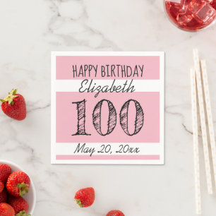 100:e födelsedag Personlig Papper ROSA Pappersservett
