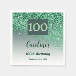 100:e födelsedag Söt Grönt Glitter Pappersservett