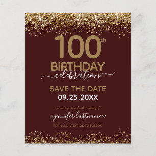 100:e födelsedag Spara datumbudgetinbjudan