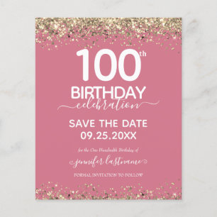 100:e födelsedag Spara datumbudgetinbjudan