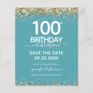100:e födelsedag Spara datumbudgetinbjudan