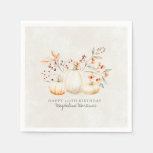 100:e födelsedag Vita Pumpkin Höst löv Anpassnings Pappersservett