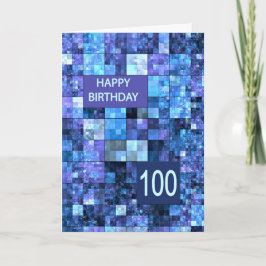 100:e födelsedagen, blå fyrkanter, kort
