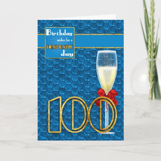 100:e födelsedagen - Geometric Birthday Card Champ Kort (Framsida)