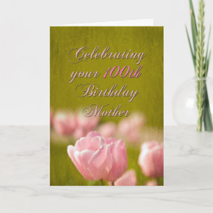 100:e födelsedagen Mor, Vår Rosa Tulips på Grönten Kort