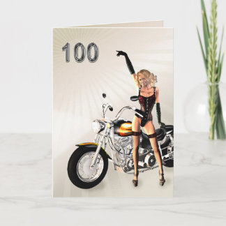 100:e födelsedagen, motorcykel och flicka kort