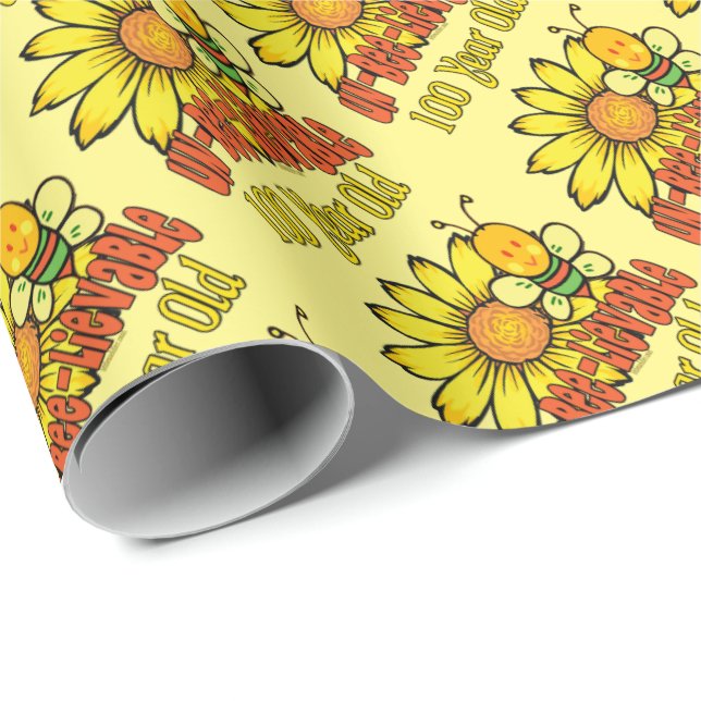 100:e födelsedagen - otroligt vid 100 års ålder presentpapper (Rullad Hörn)