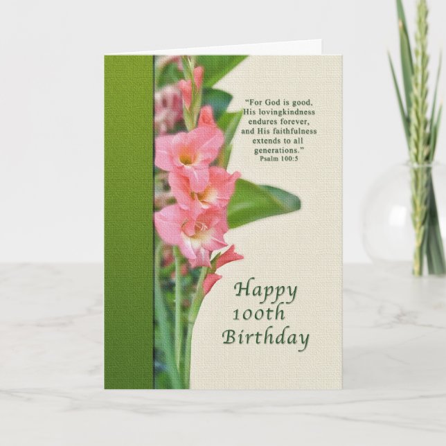 100:e födelsedagen, Rosa Gladiolus, Religiösa Kort (Framsida)