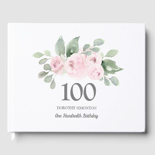 100:e födelsedagen Rosa ros Blommigt Gästböcker