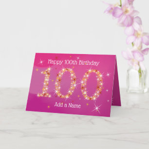 100:e födelsedagen - stjärnor - Rosa Guld - GAMLA Kort