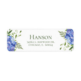 100:e födelsedagsblå Hydrangeas-Returadress Returadress Etikett