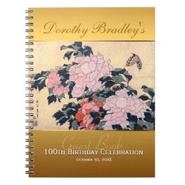 100:e födelsedagseftermiddagen: Butterfly Peonies  Anteckningsbok Med Spiral