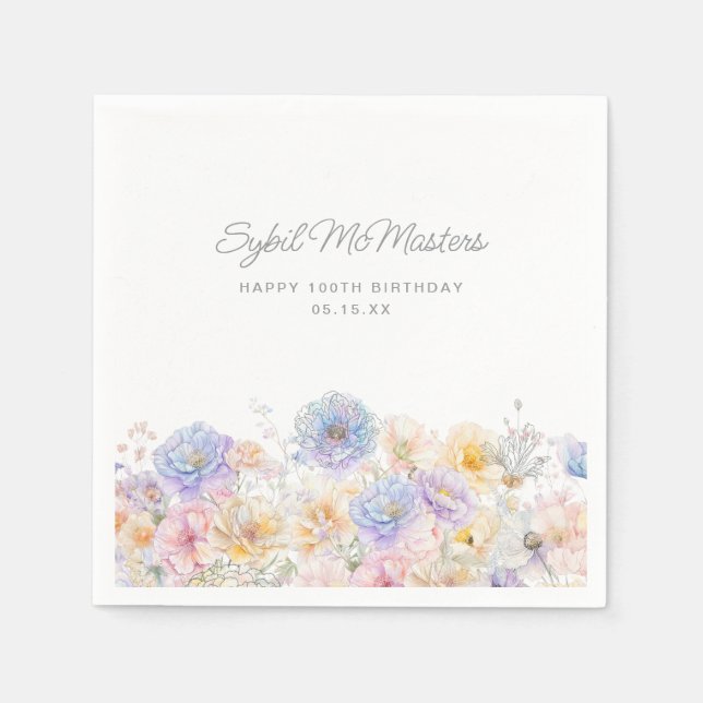 100:e Födelsedagsfesten Anpassningsbar för vattenf Pappersservett (Framsidan)