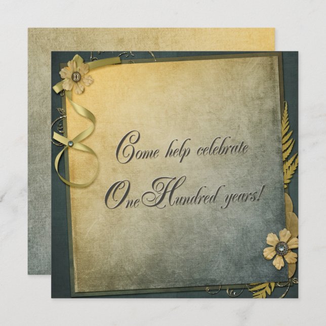 100:e Födelsedagsfesten Inbjudningar (Fram/baksida)