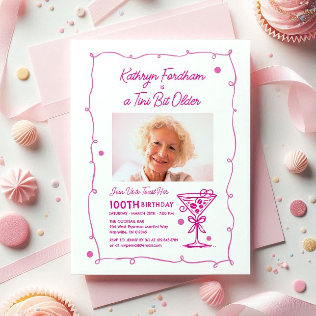 100:e Födelsedagsfesten Photo Espresso Martini Inbjudningar (Skapare uppladdad)