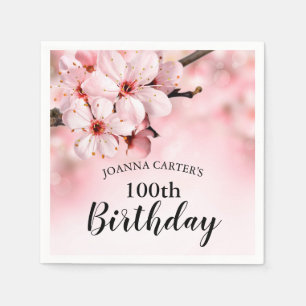 100:e Födelsedagsfesten Rosa Blommar Flowers Pappersservett